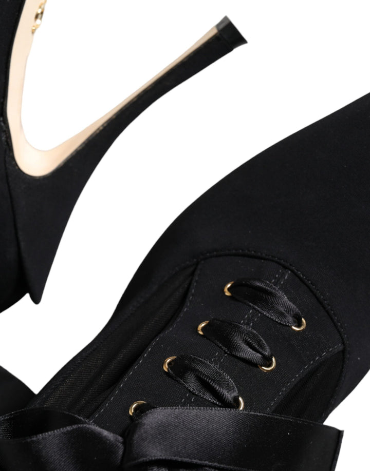 Women’s Dolce &amp; Gabbana Black Stiletto Heels Mid Calf Boots Shoes