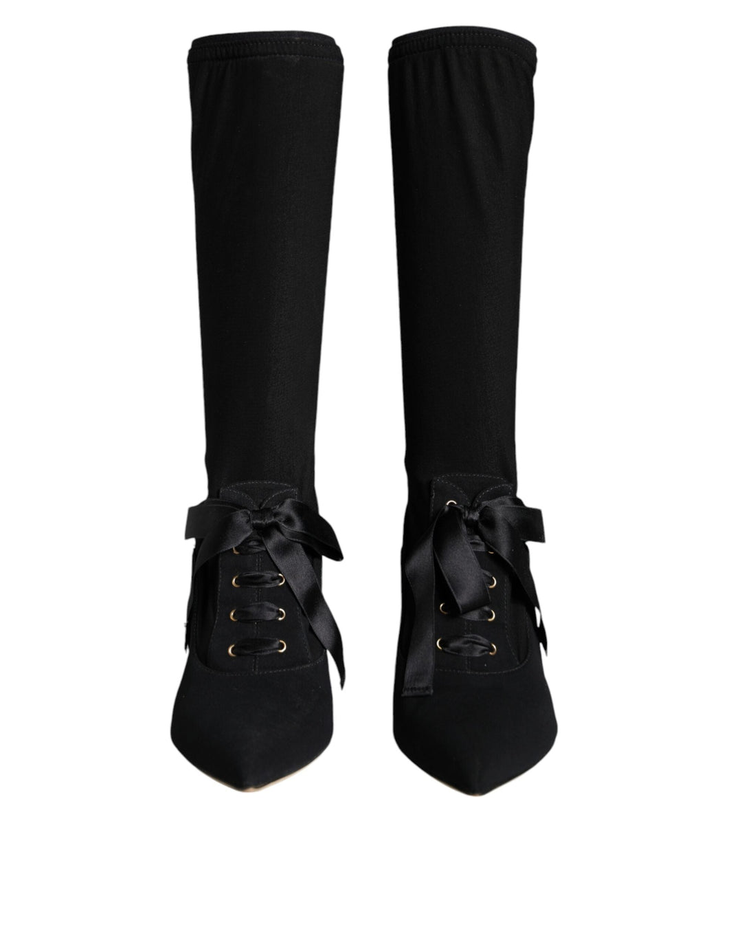 Women’s Dolce & Gabbana Black Stiletto Heels Mid Calf Boots Shoes