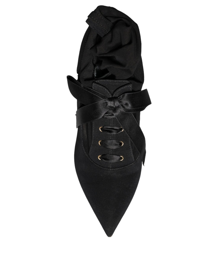 Women’s Dolce &amp; Gabbana Black Stiletto Heels Mid Calf Boots Shoes
