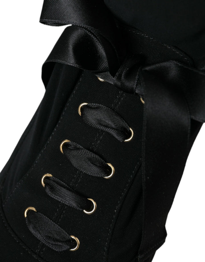 Women’s Dolce &amp; Gabbana Black Stiletto Heels Mid Calf Boots Shoes