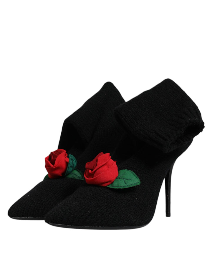 Women’s Dolce &amp; Gabbana Black Stiletto Heels Mid Calf Boots Shoes