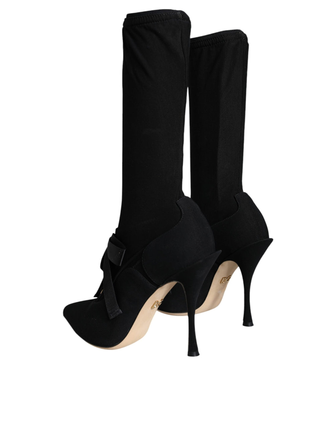 Women’s Dolce &amp; Gabbana Black Stiletto Heels Mid Calf Boots Shoes