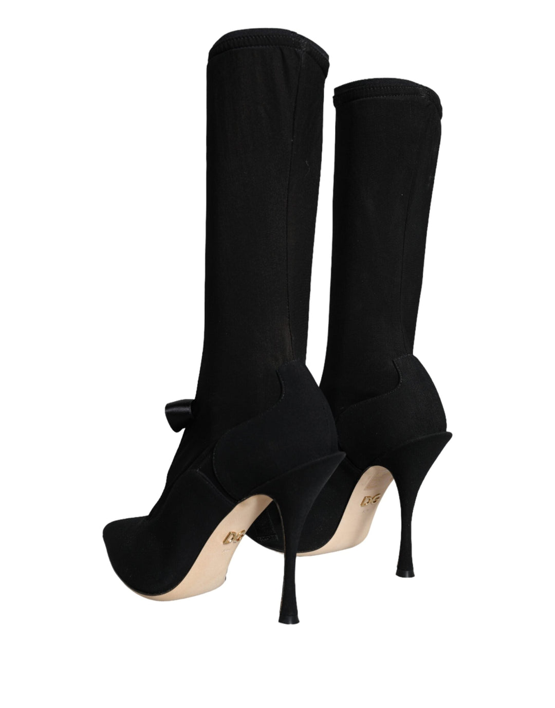 Women’s Dolce &amp; Gabbana Black Stiletto Heels Mid Calf Boots Shoes