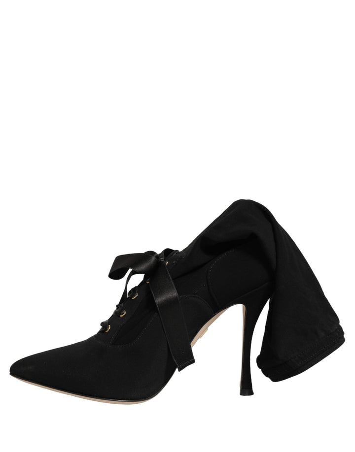 Women’s Dolce &amp; Gabbana Black Stiletto Heels Mid Calf Boots Shoes