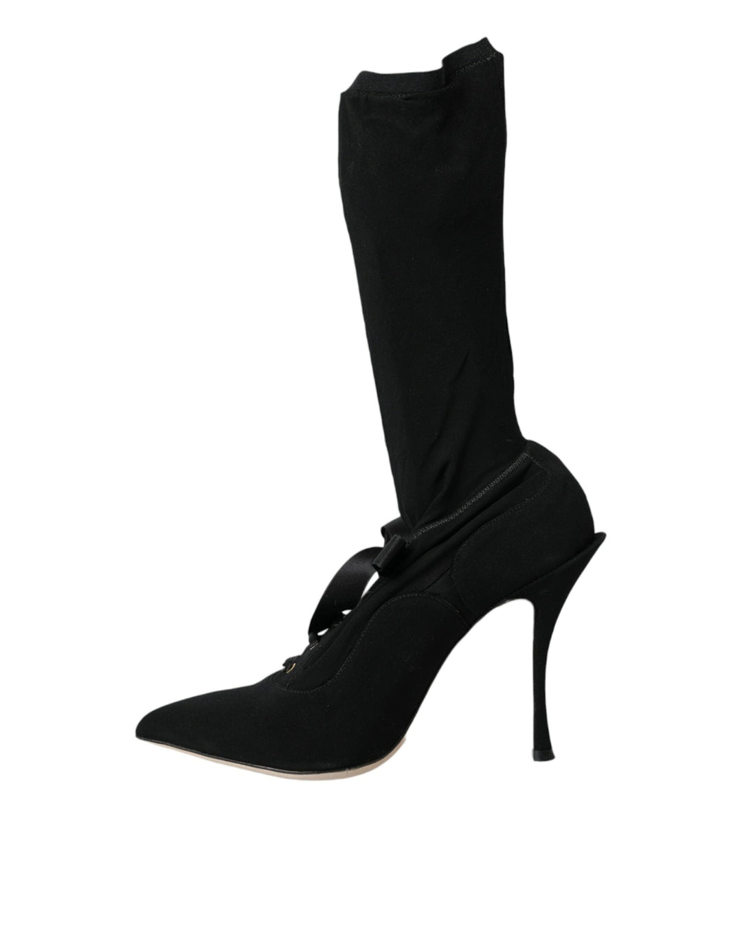 Women’s Dolce &amp; Gabbana Black Stiletto Heels Mid Calf Boots Shoes