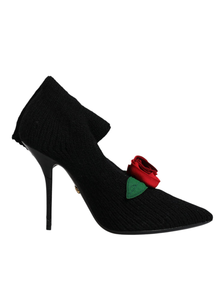 Women’s Dolce &amp; Gabbana Black Stiletto Heels Mid Calf Boots Shoes