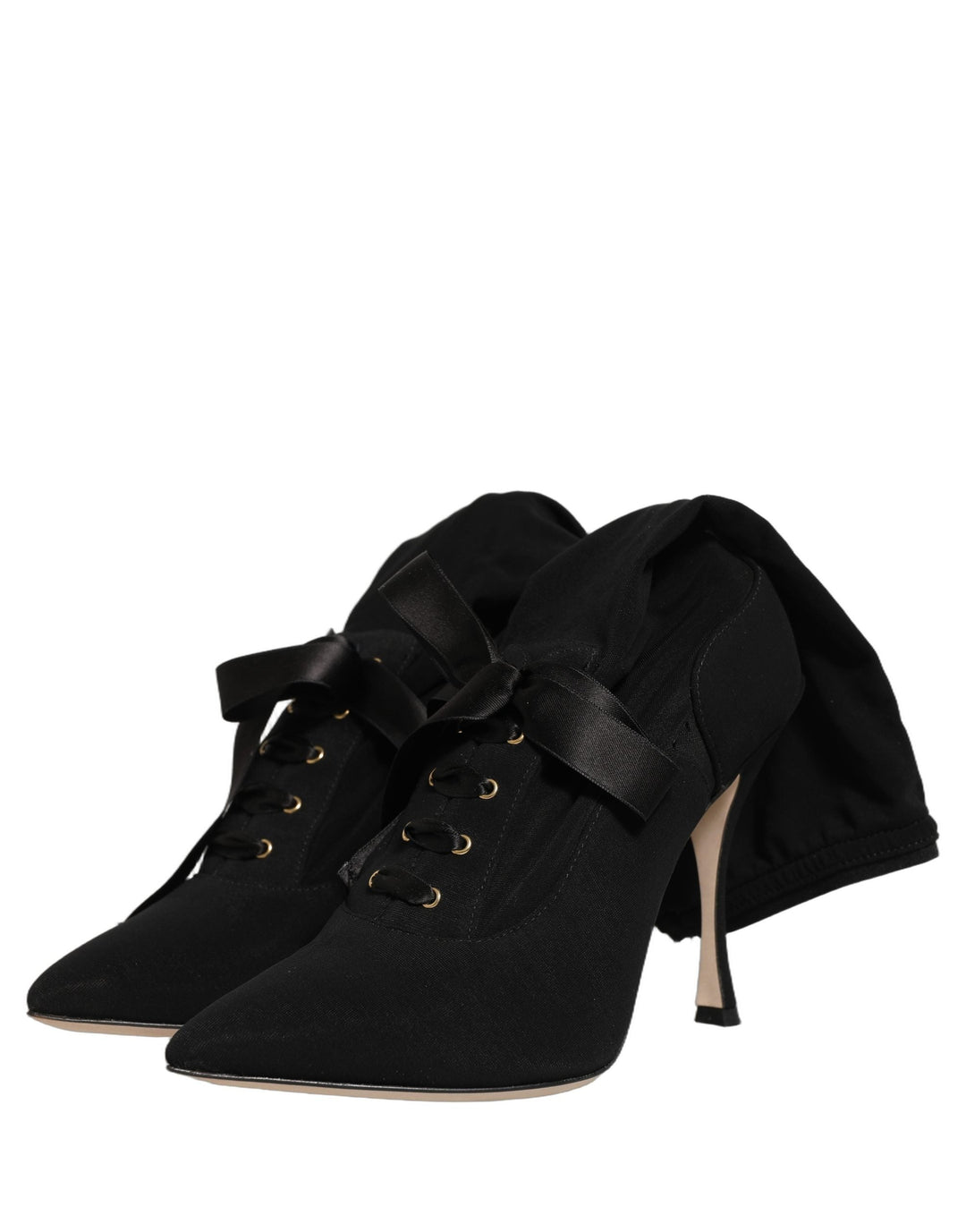 Women’s Dolce &amp; Gabbana Black Stiletto Heels Mid Calf Boots Shoes