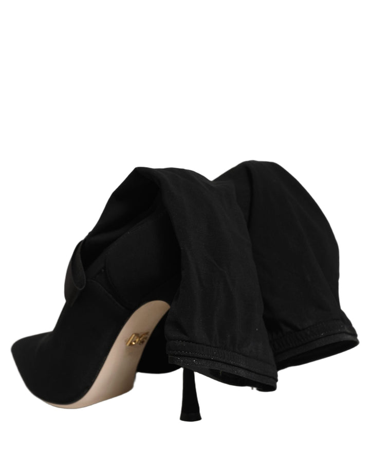 Women’s Dolce &amp; Gabbana Black Stiletto Heels Mid Calf Boots Shoes