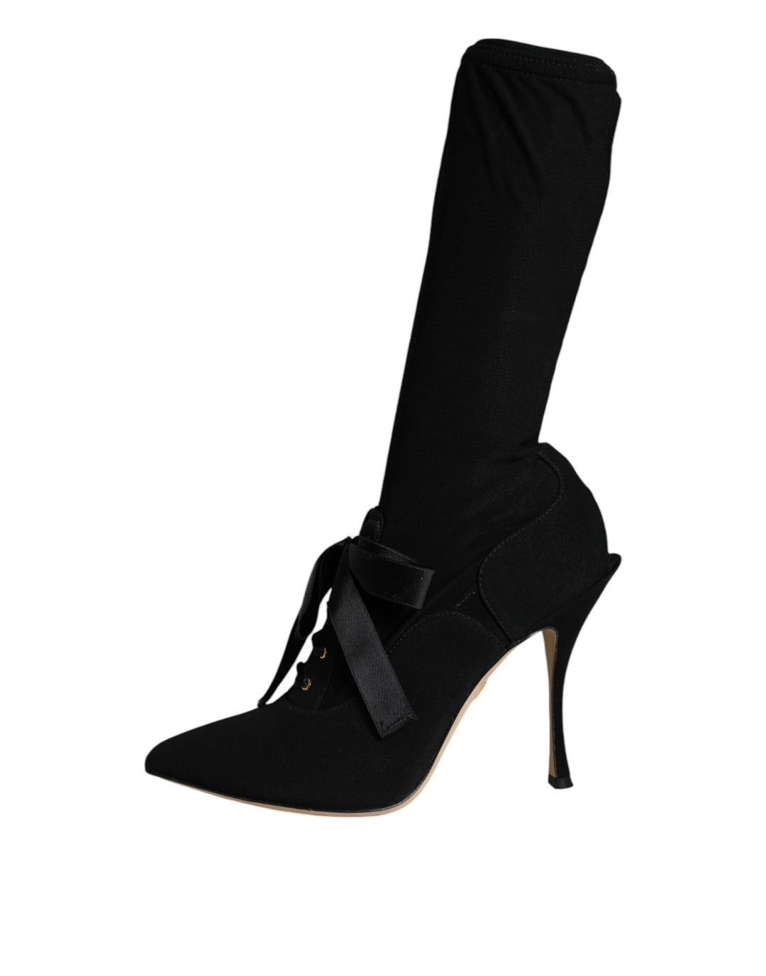 Women’s Dolce &amp; Gabbana Black Stiletto Heels Mid Calf Boots Shoes