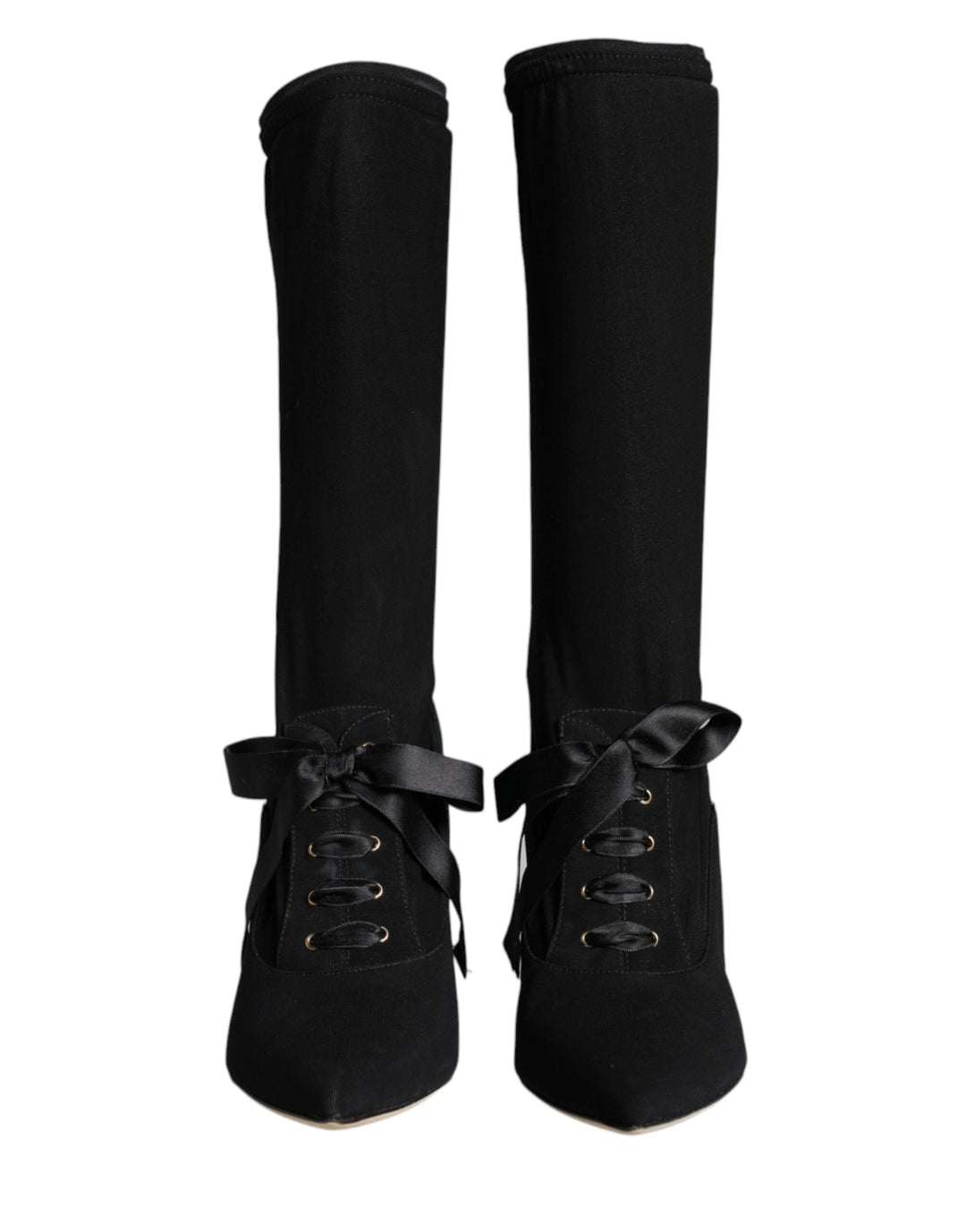 Women’s Dolce & Gabbana Black Stiletto Heels Mid Calf Boots Shoes