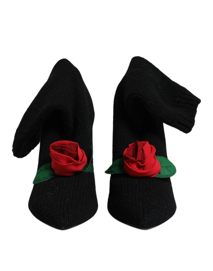 Women’s Dolce &amp; Gabbana Black Stiletto Heels Mid Calf Boots Shoes