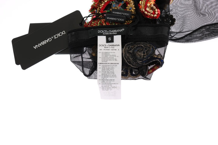 Women’s Dolce &amp; Gabbana Black Stretch Carretto Crystal Socks