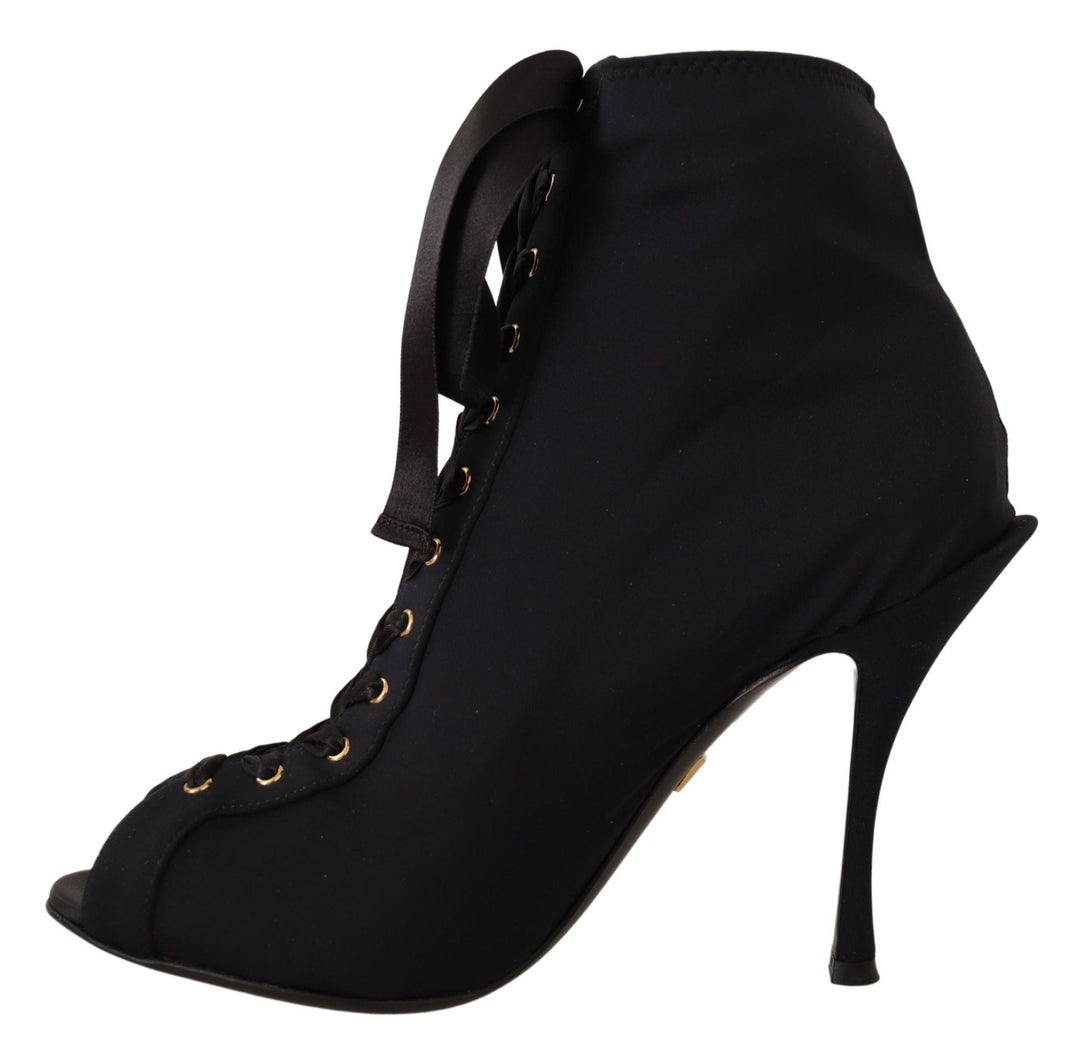 Women’s Dolce &amp; Gabbana Black Stretch Short Ankle Boots Shoes