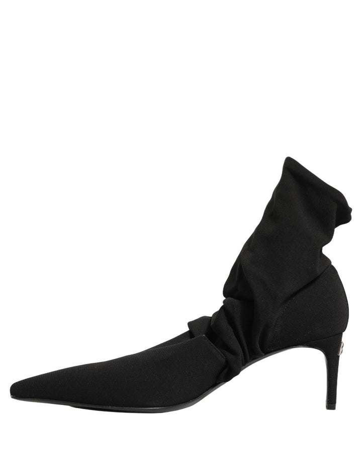 Women’s Dolce &amp; Gabbana Black Stretch Socks Heels Ankle Boots Shoes