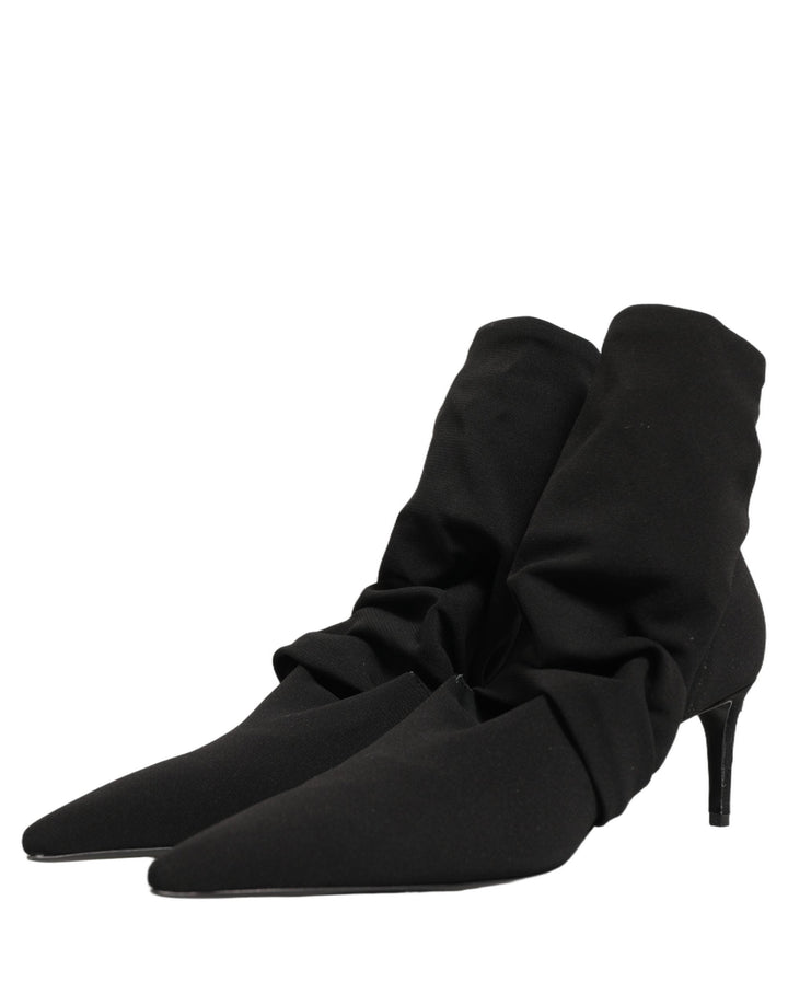 Women’s Dolce &amp; Gabbana Black Stretch Socks Heels Ankle Boots Shoes