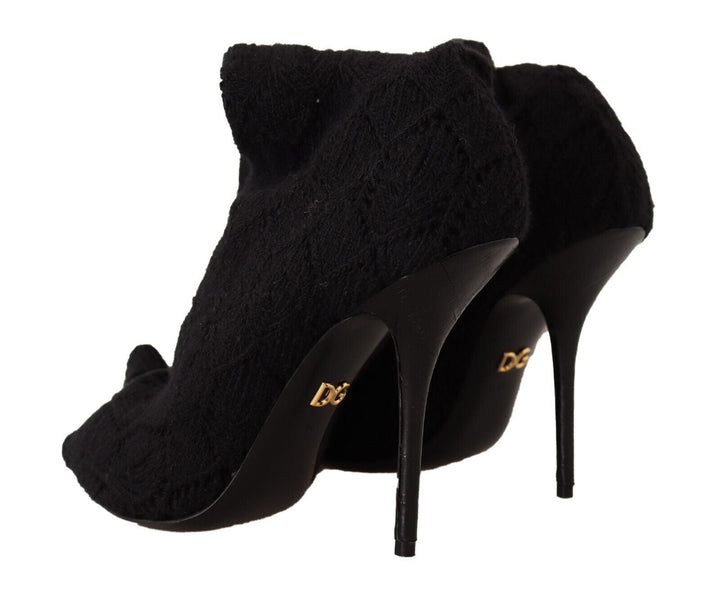 Women’s Dolce &amp; Gabbana Black Stretch Socks Knee High Booties Shoes
