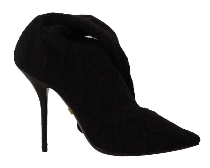 Women’s Dolce &amp; Gabbana Black Stretch Socks Knee High Booties Shoes