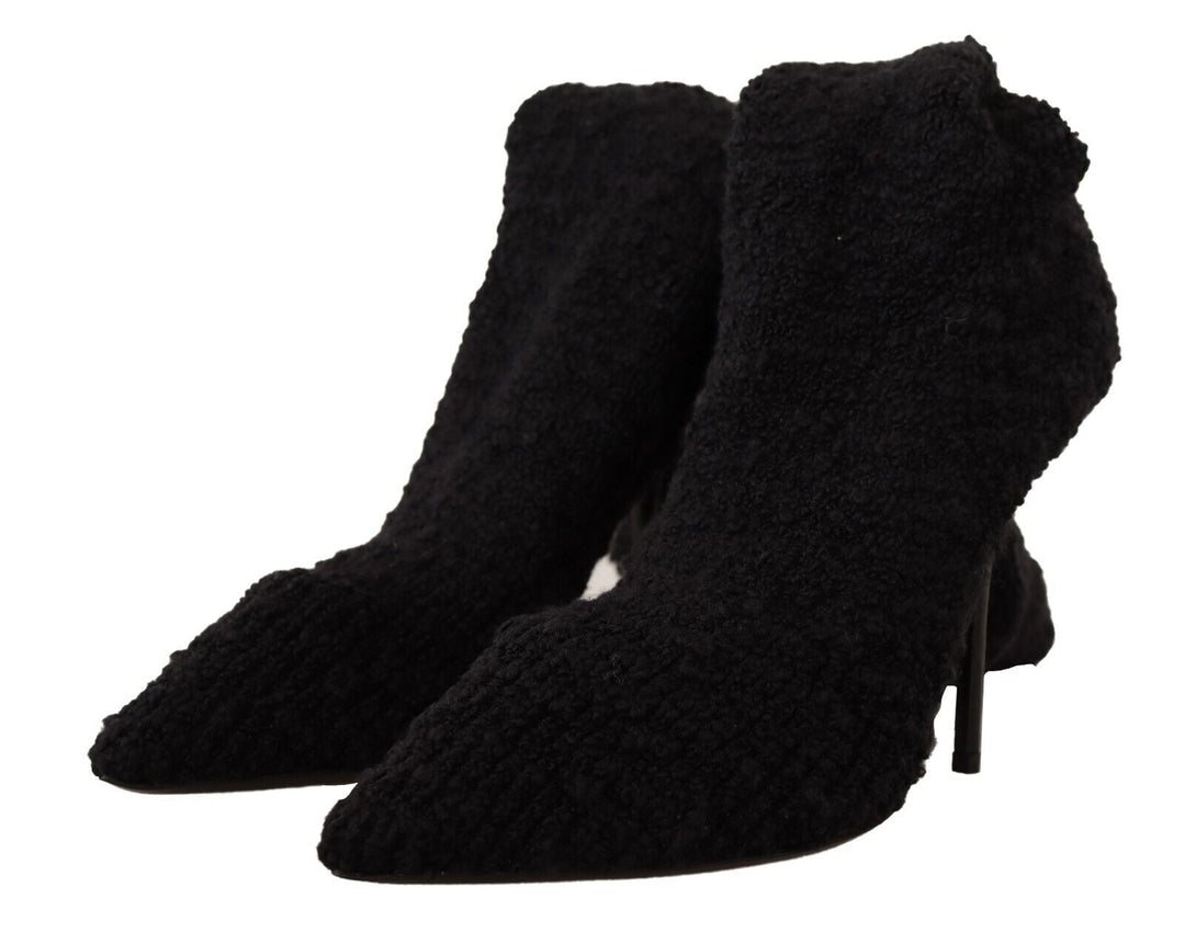 Women’s Dolce &amp; Gabbana Black Stretch Socks Knee High Booties Shoes
