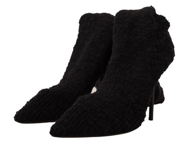 Women’s Dolce &amp; Gabbana Black Stretch Socks Knee High Booties Shoes