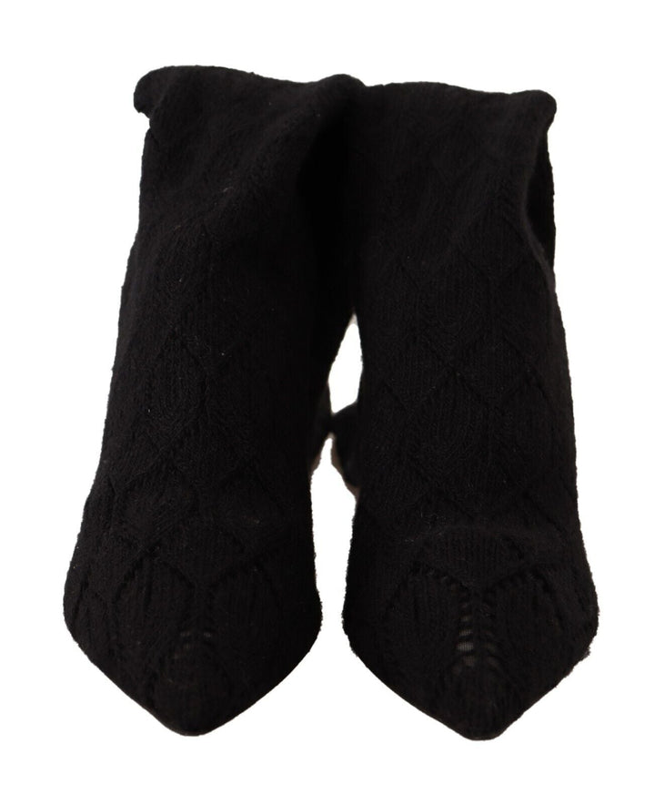 Women’s Dolce &amp; Gabbana Black Stretch Socks Knee High Booties Shoes