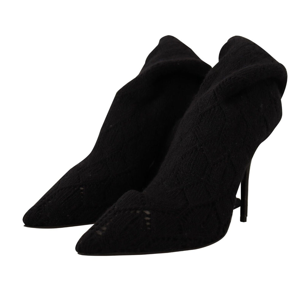 Women’s Dolce & Gabbana Black Stretch Socks Knee High Booties Shoes