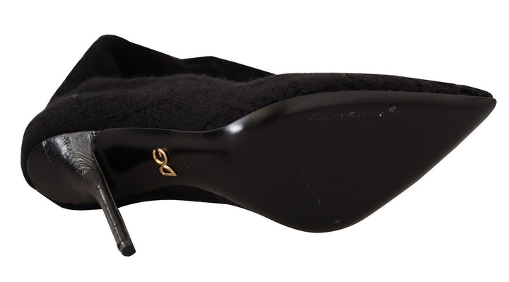 Women’s Dolce &amp; Gabbana Black Stretch Socks Knee High Booties Shoes