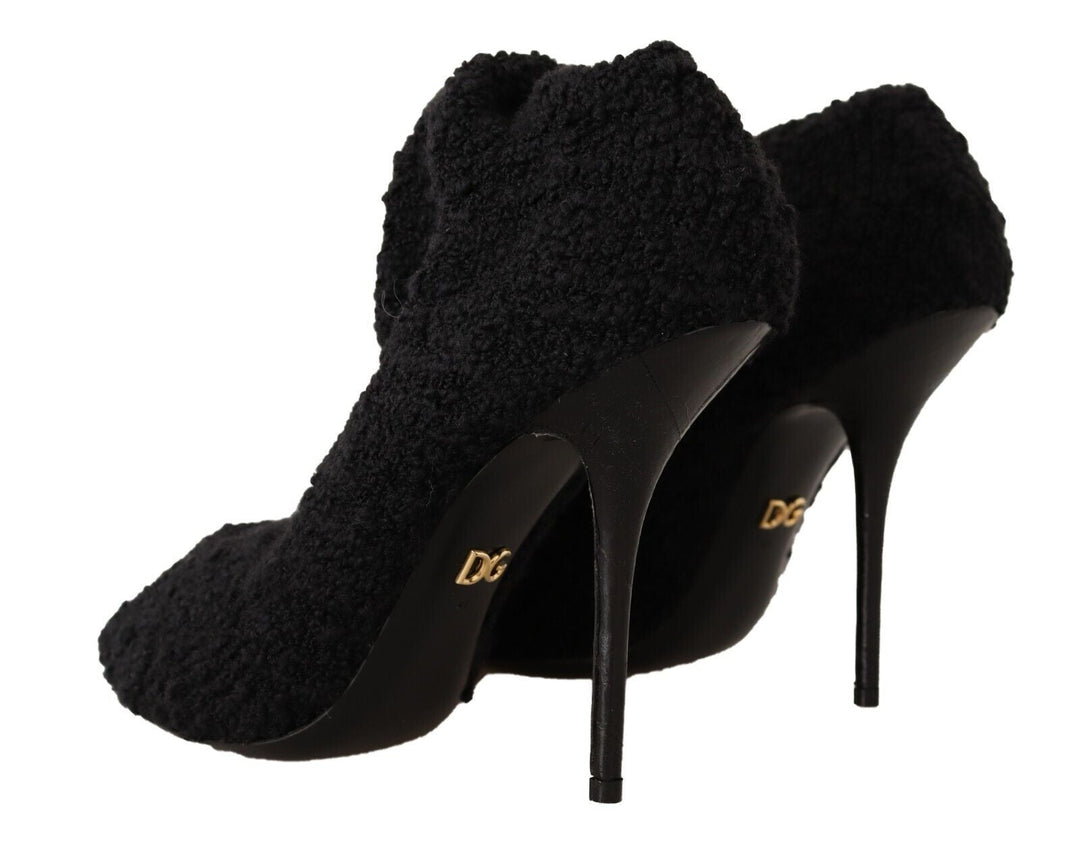 Women’s Dolce &amp; Gabbana Black Stretch Socks Knee High Booties Shoes