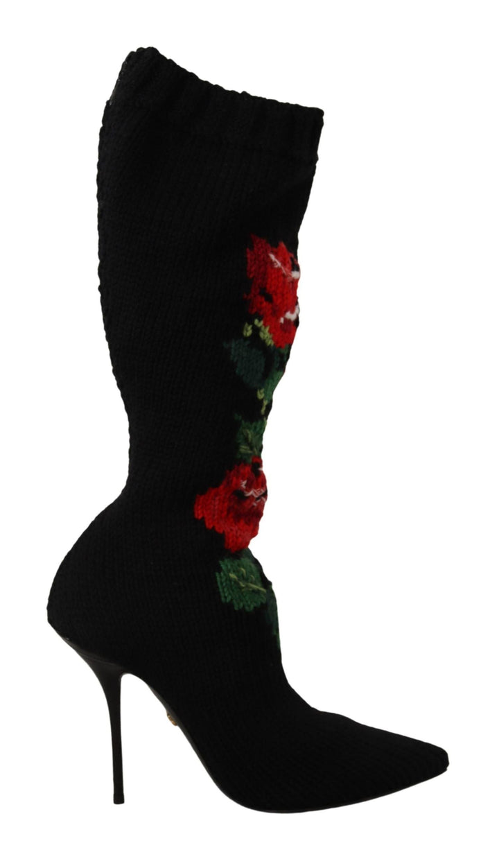 Botas estilo calcetín Dolce Gabbana con rosas rojas, un lujo revelado