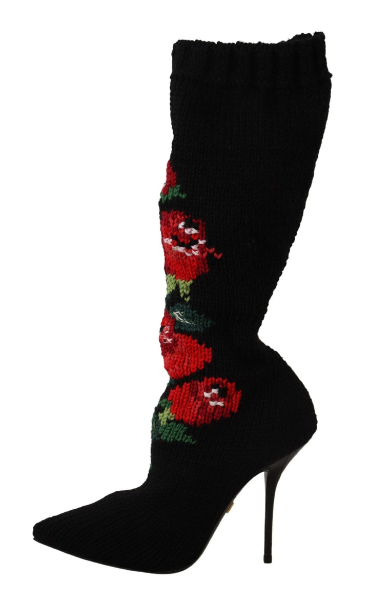 Botas estilo calcetín Dolce Gabbana con rosas rojas, un lujo revelado