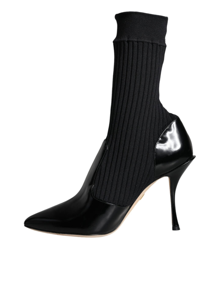 Women’s Dolce &amp; Gabbana Black Stretch Stilettos Booties Socks Shoes