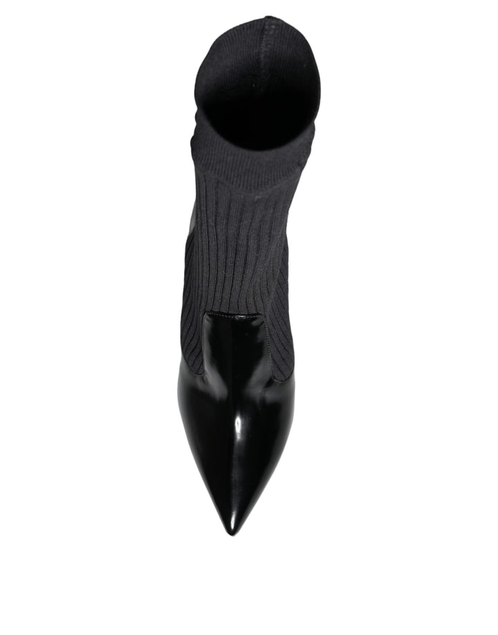 Women’s Dolce &amp; Gabbana Black Stretch Stilettos Booties Socks Shoes