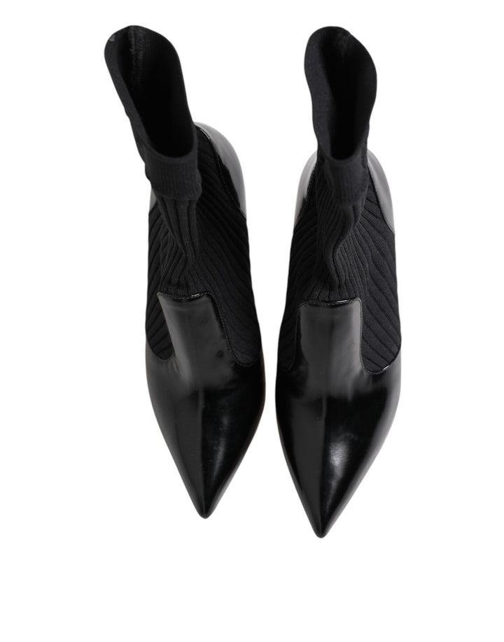 Women’s Dolce &amp; Gabbana Black Stretch Stilettos Booties Socks Shoes