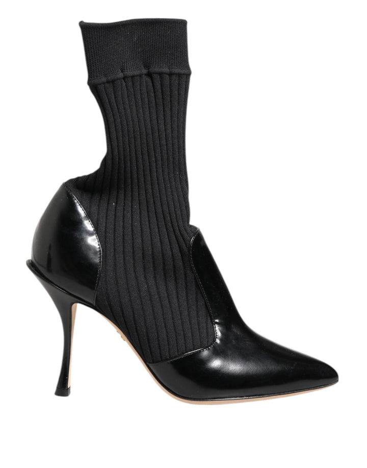 Women’s Dolce &amp; Gabbana Black Stretch Stilettos Booties Socks Shoes