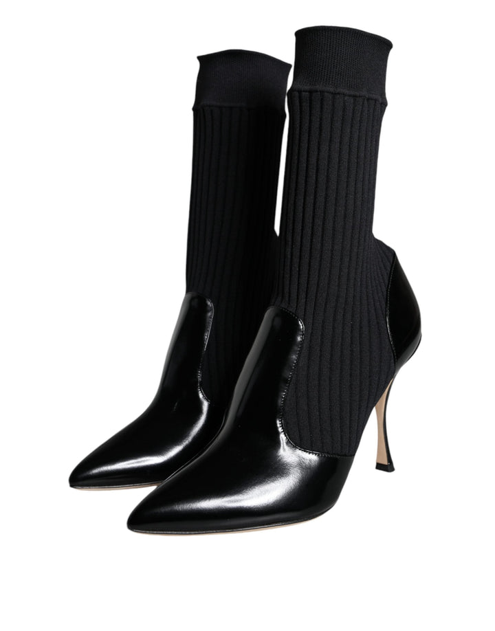 Women’s Dolce &amp; Gabbana Black Stretch Stilettos Booties Socks Shoes