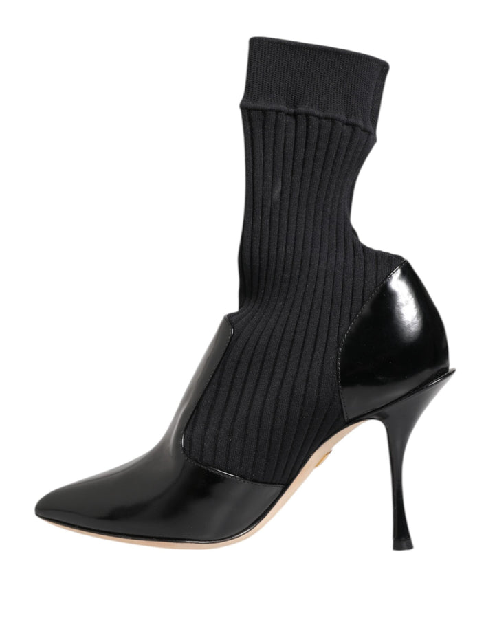Women’s Dolce &amp; Gabbana Black Stretch Stilettos Booties Socks Shoes