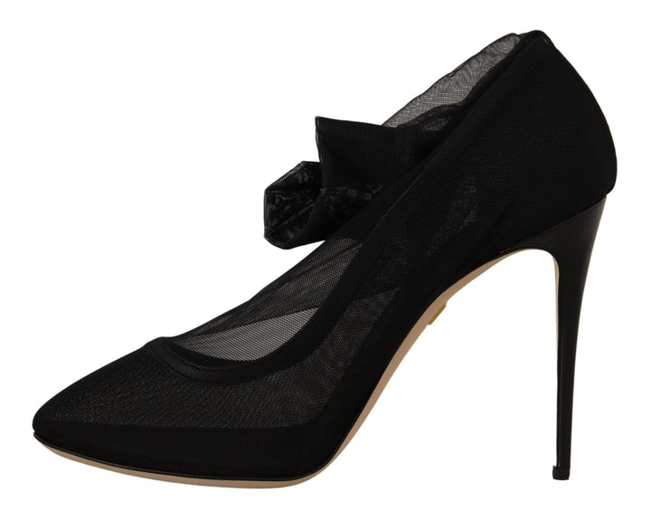 Women’s Dolce &amp; Gabbana Black Stretch Tulle Boots Shoes