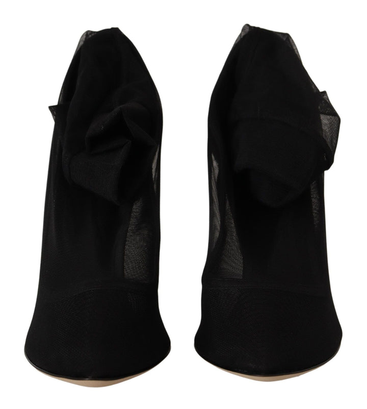 Women’s Dolce &amp; Gabbana Black Stretch Tulle Boots Shoes