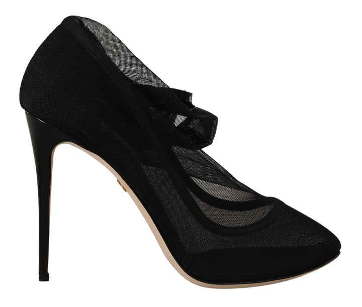 Women’s Dolce &amp; Gabbana Black Stretch Tulle Boots Shoes