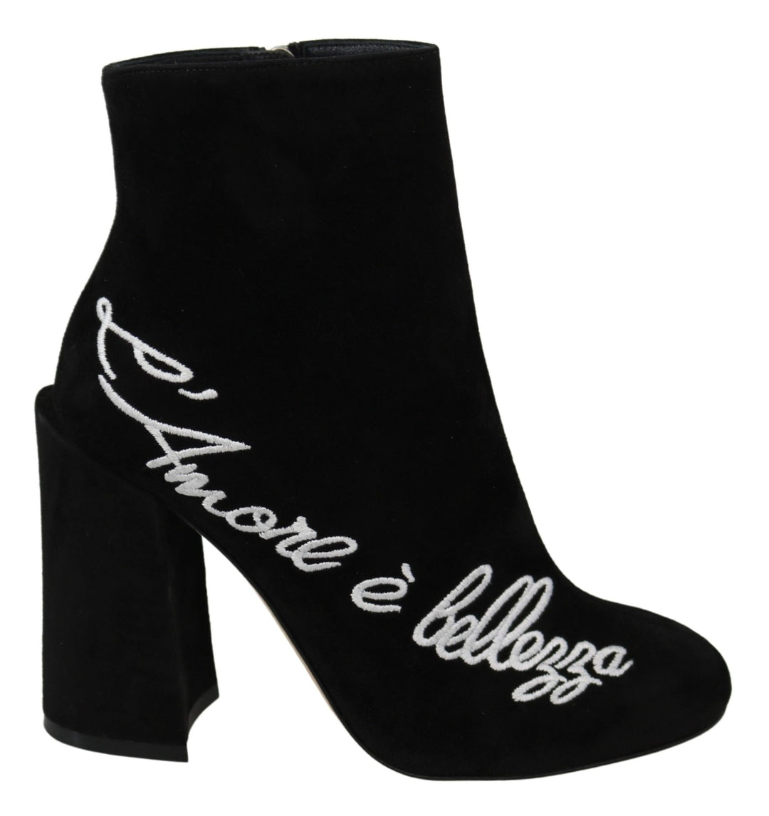 Women’s Dolce &amp; Gabbana Black Suede L’amore E’bellezza Boots Shoes