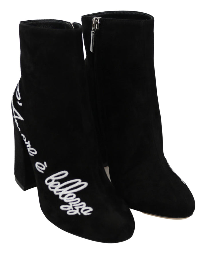 Women’s Dolce &amp; Gabbana Black Suede L’amore E’bellezza Boots Shoes