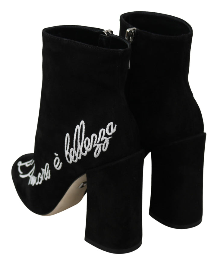Women’s Dolce &amp; Gabbana Black Suede L’amore E’bellezza Boots Shoes