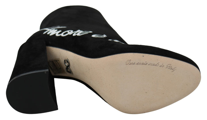 Women’s Dolce &amp; Gabbana Black Suede L’amore E’bellezza Boots Shoes