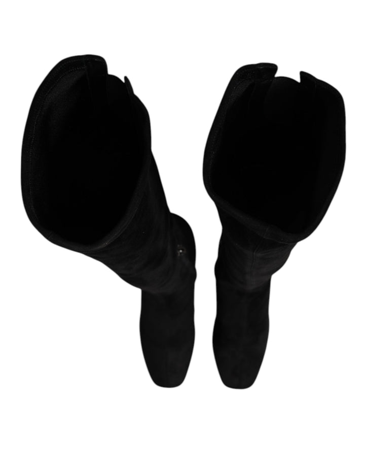 Women’s Dolce &amp; Gabbana Black Suede Leather Knee High Boots Shoes