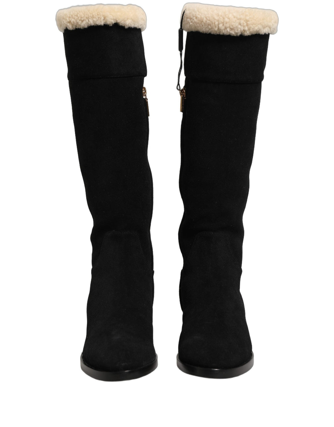 Women’s Dolce &amp; Gabbana Black Suede Leather Knee High Boots Shoes