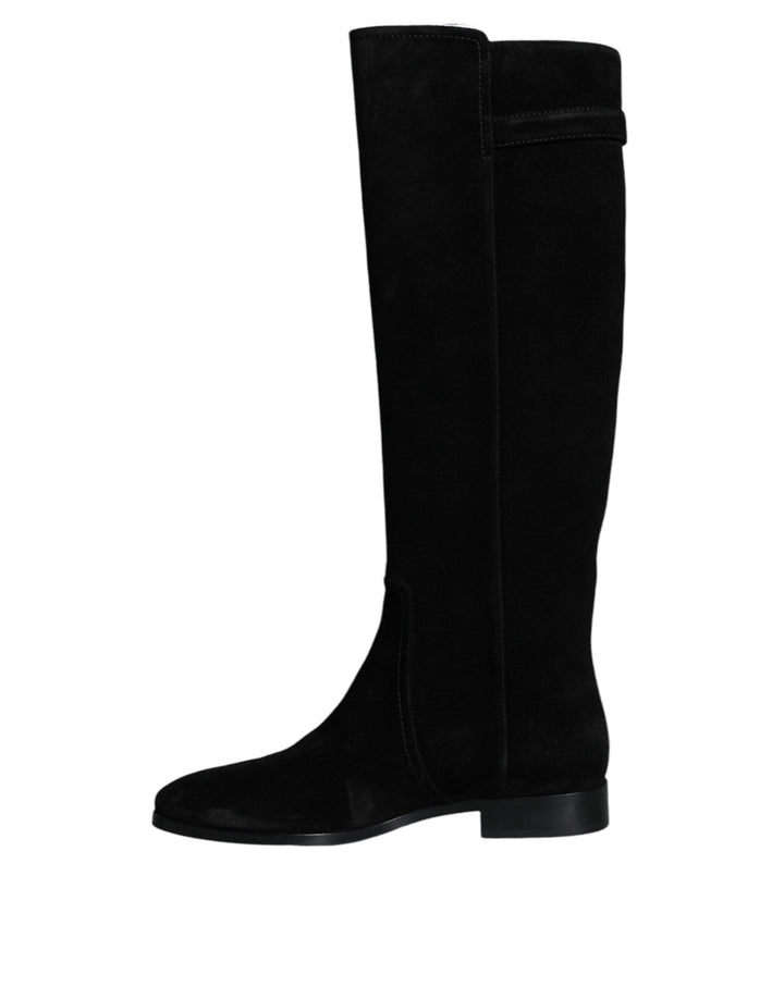 Women’s Dolce &amp; Gabbana Black Suede Leather Knee High Boots Shoes