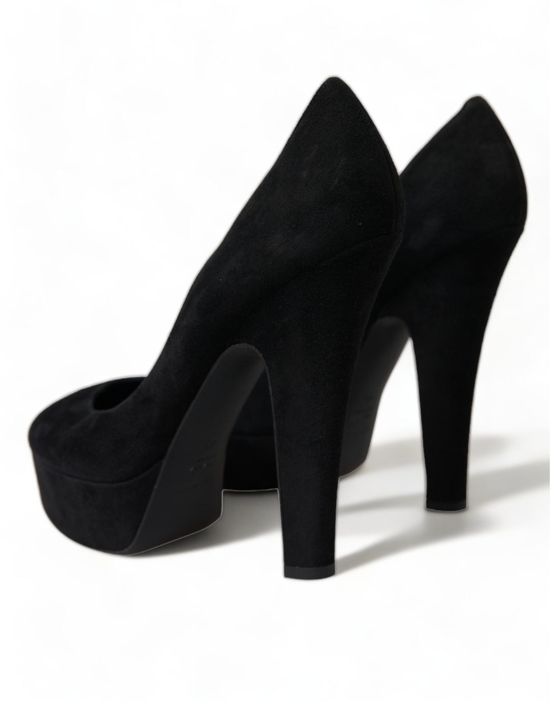 Women’s Dolce &amp; Gabbana Black Suede Leather Platform Heel Pumps Shoes