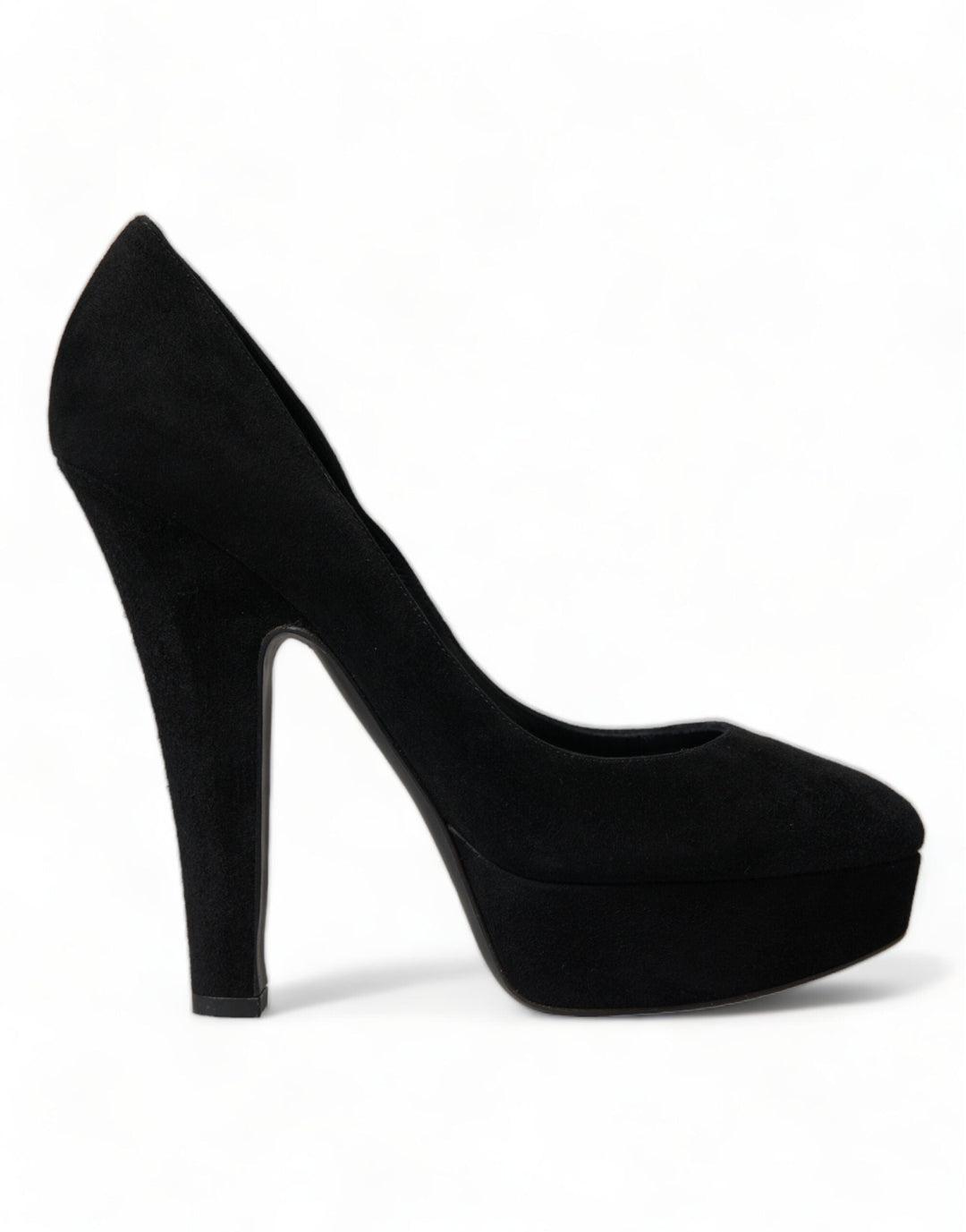 Women’s Dolce &amp; Gabbana Black Suede Leather Platform Heel Pumps Shoes