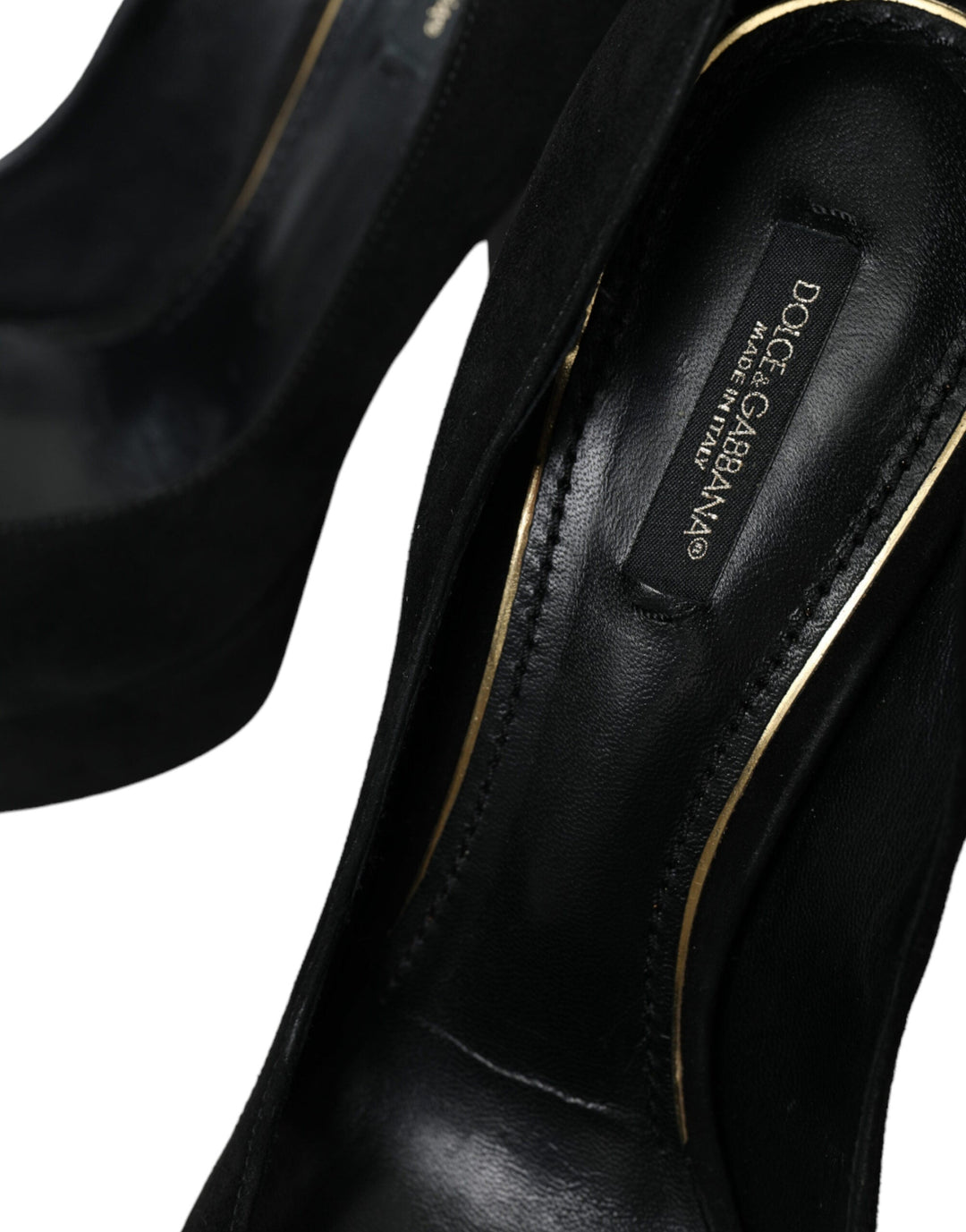 Women’s Dolce &amp; Gabbana Black Suede Leather Platform Heel Pumps Shoes