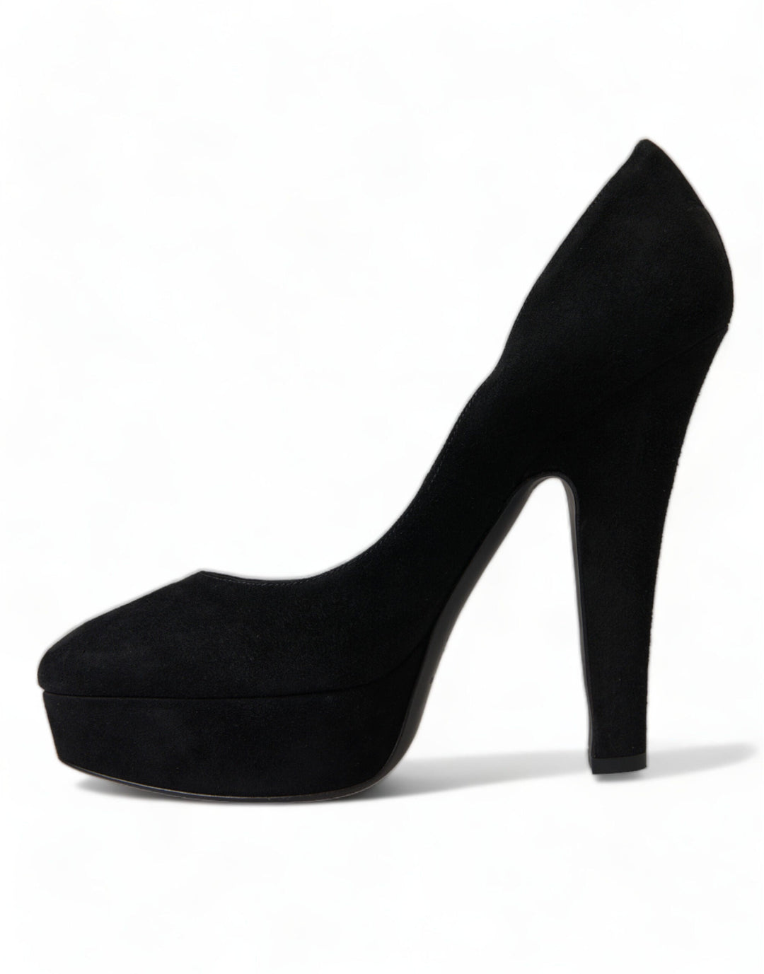 Women’s Dolce &amp; Gabbana Black Suede Leather Platform Heel Pumps Shoes
