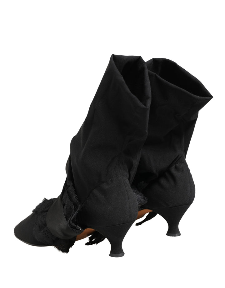Women’s Dolce &amp; Gabbana Black Suede Mid Calf Boots Shoes